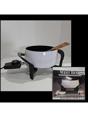 West Bend 2 qt Electric Fondue Pot White Vintage 1991